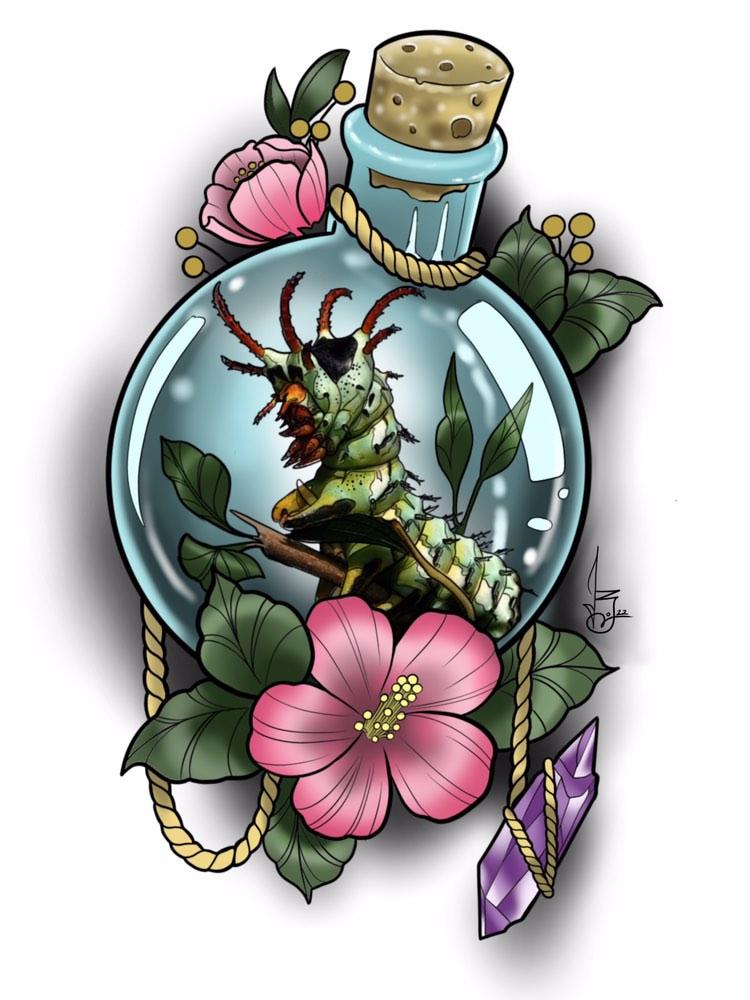 "Horned Caterpillar" - 8"x10" PRINT