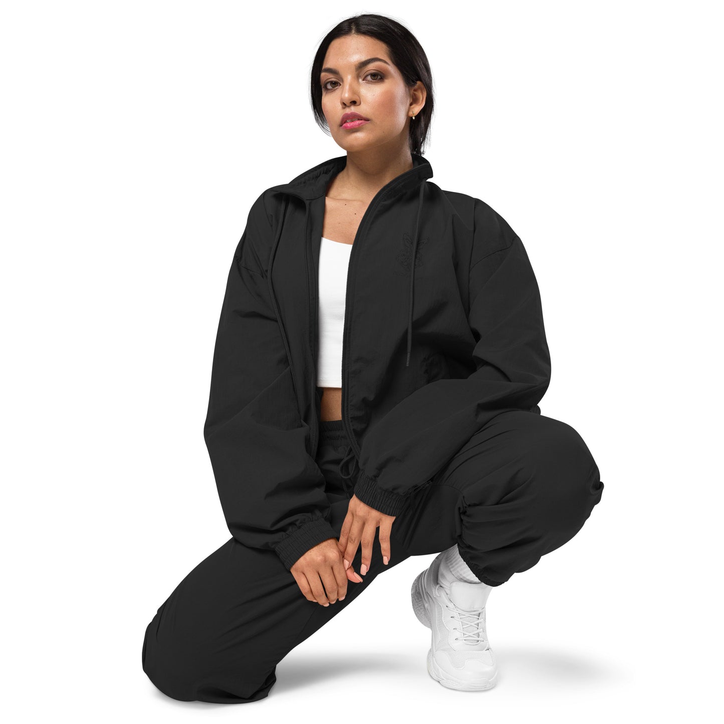 Recycled tracksuit jacket - "White Rabbit" LOGO
