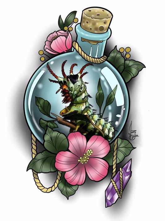"Horned Caterpillar" - 8"x10" PRINT